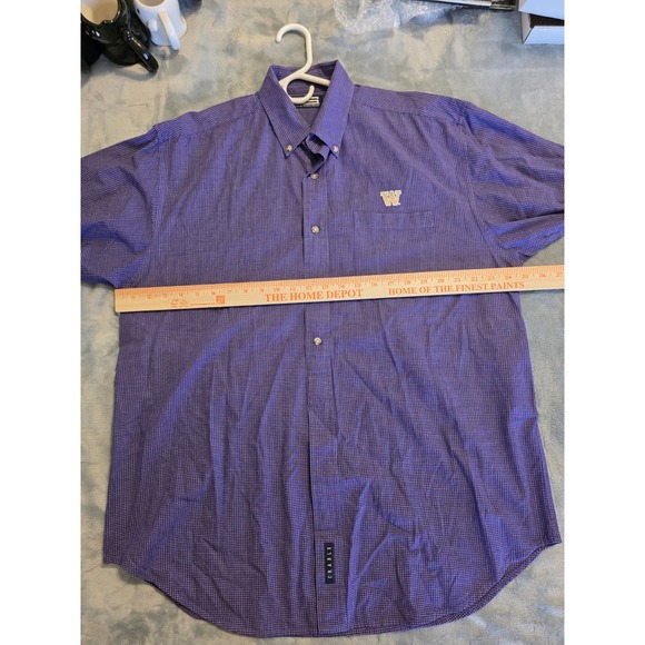 Washington Huskies Logo Mens Large Long Sleeve Button Up Purple Gold 100% Cotton - Picture 6 of 9